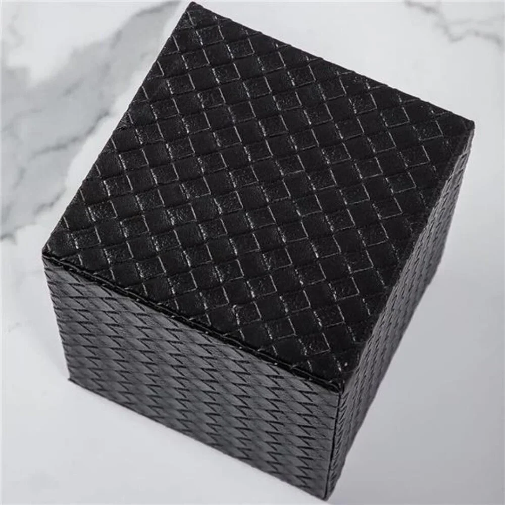 PU leather square tissue box cover holder for bathroom bedroom office deco Black